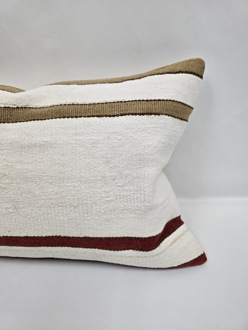Turkish Hemp Pillow Cushion Natural Cream Red Green Pillow Cushion Cover 16" x 24" #9080