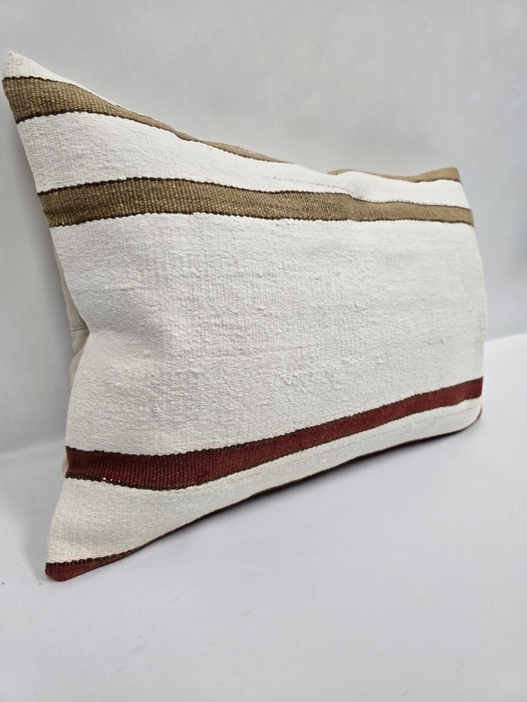 Turkish Hemp Pillow Cushion Natural Cream Red Green Pillow Cushion Cover 16" x 24" #9080