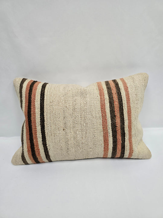 Turkish Hemp Pillow Cushion Natural Cream Brown Pink Pillow Cushion Cover 16" x 24" #9079