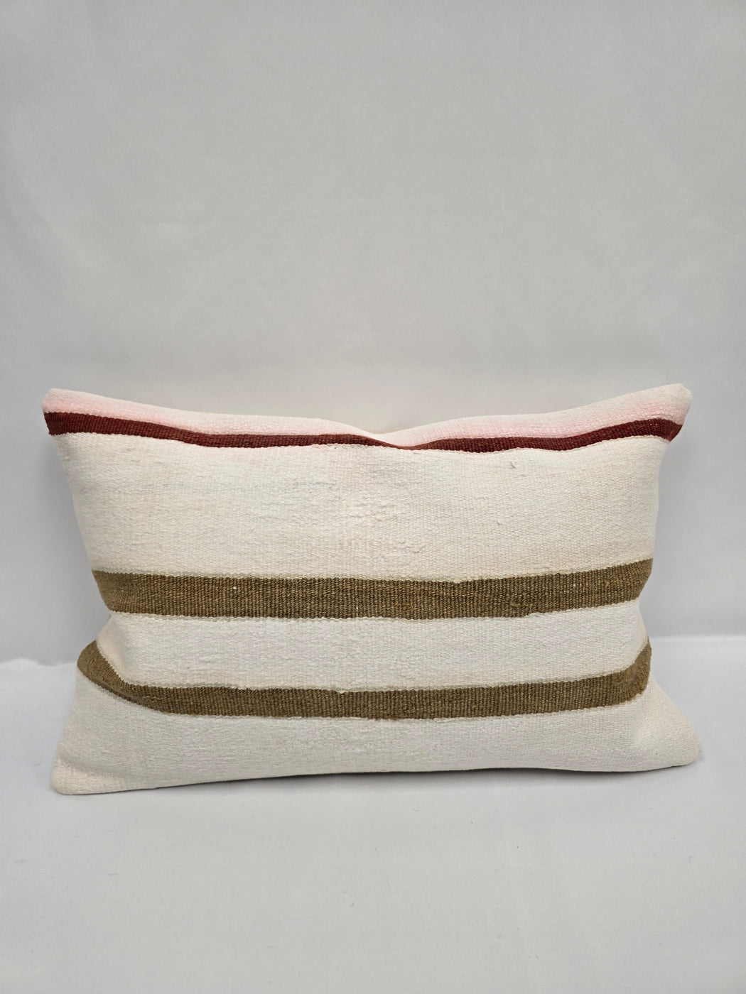 Turkish Hemp Pillow Cushion Natural Cream Green Pillow Cushion Cover 16" x 24" #9073