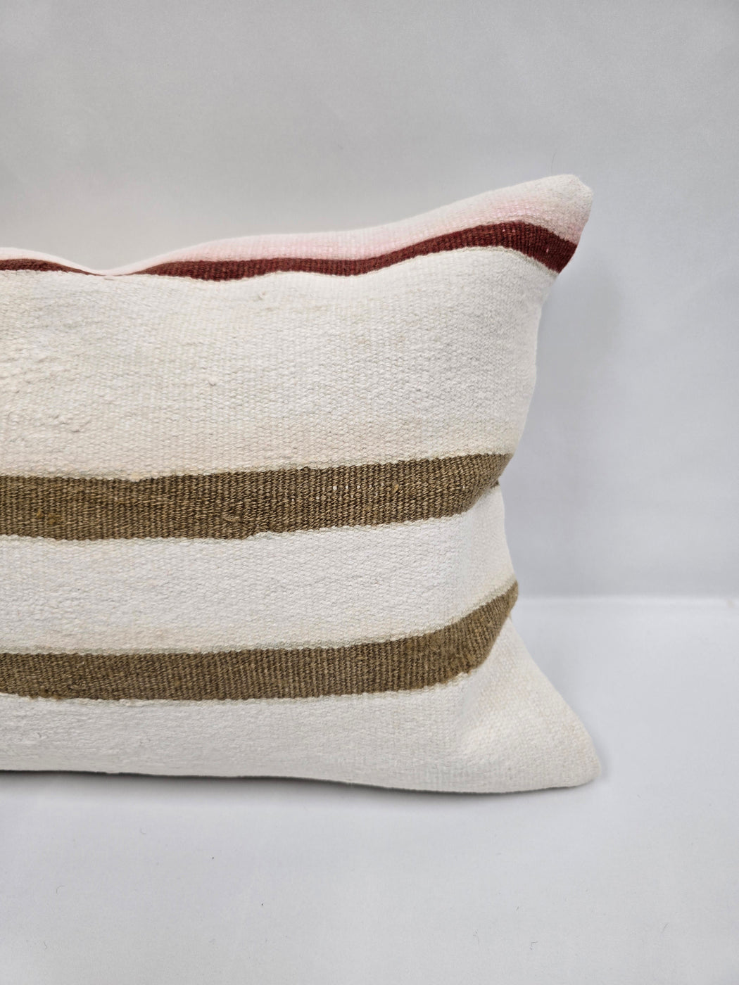 Turkish Hemp Pillow Cushion Natural Cream Green Pillow Cushion Cover 16" x 24" #9073