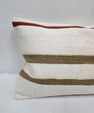 Turkish Hemp Pillow Cushion Natural Cream Green Pillow Cushion Cover 16" x 24" #9073