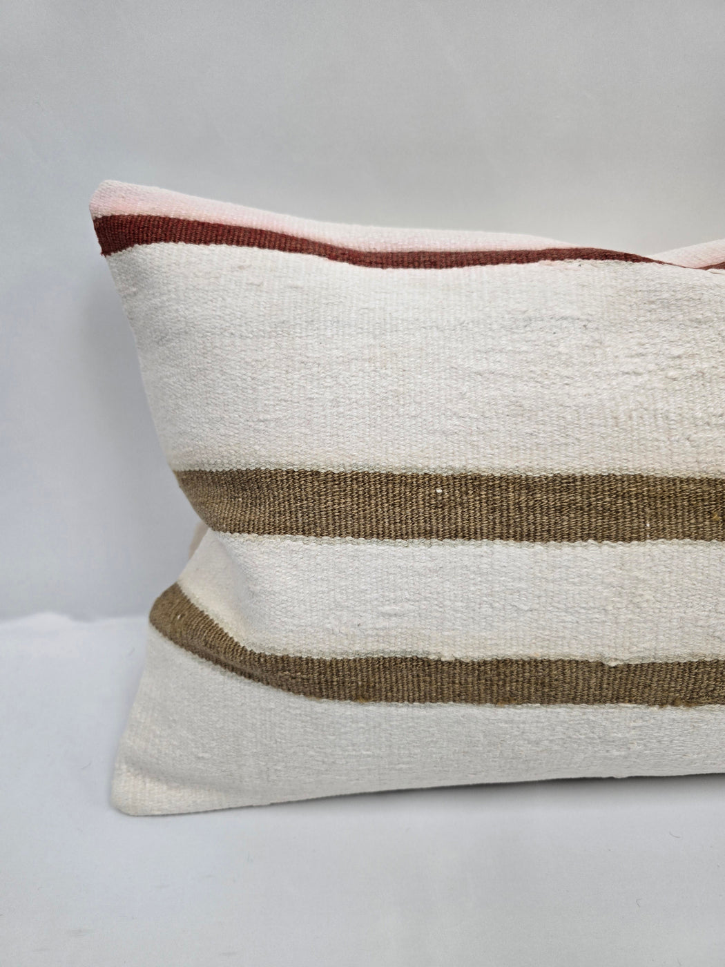 Turkish Hemp Pillow Cushion Natural Cream Green Pillow Cushion Cover 16" x 24" #9073