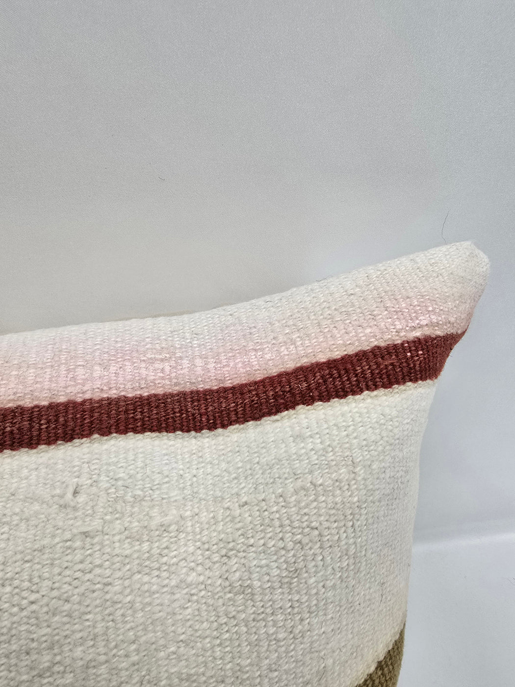 Turkish Hemp Pillow Cushion Natural Cream Green Pillow Cushion Cover 16" x 24" #9073