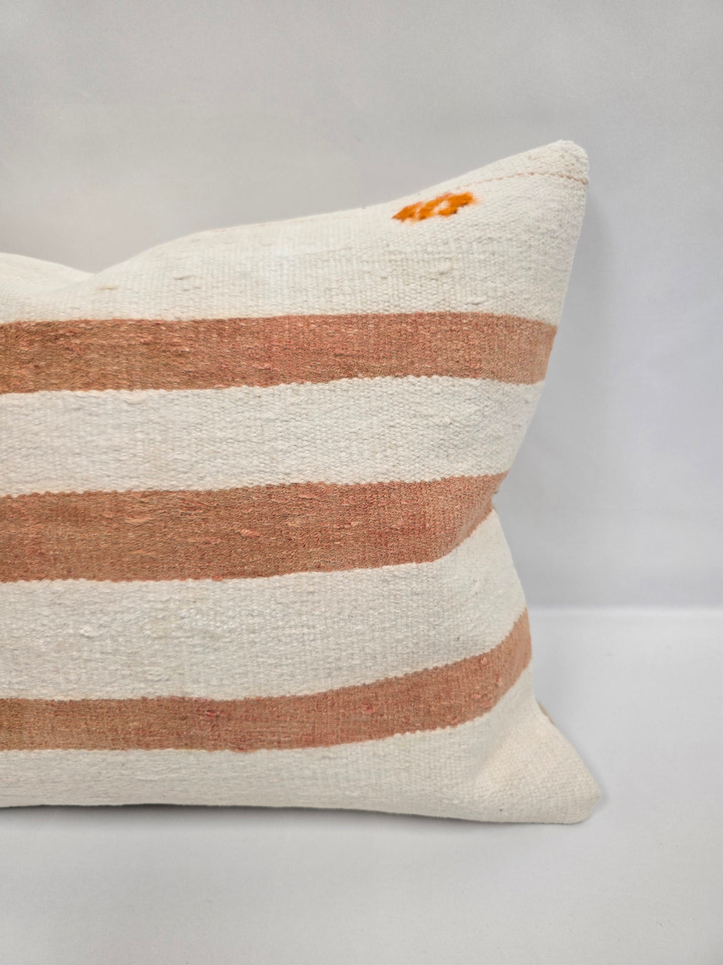Turkish Hemp Pillow Cushion Natural Cream Rust Orange Pillow Cushion Cover 16" x 24" #9072