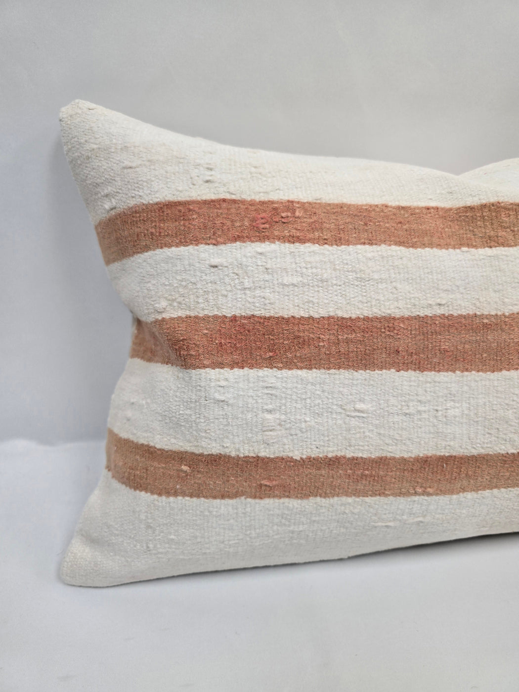 Turkish Hemp Pillow Cushion Natural Cream Rust Orange Pillow Cushion Cover 16" x 24" #9072