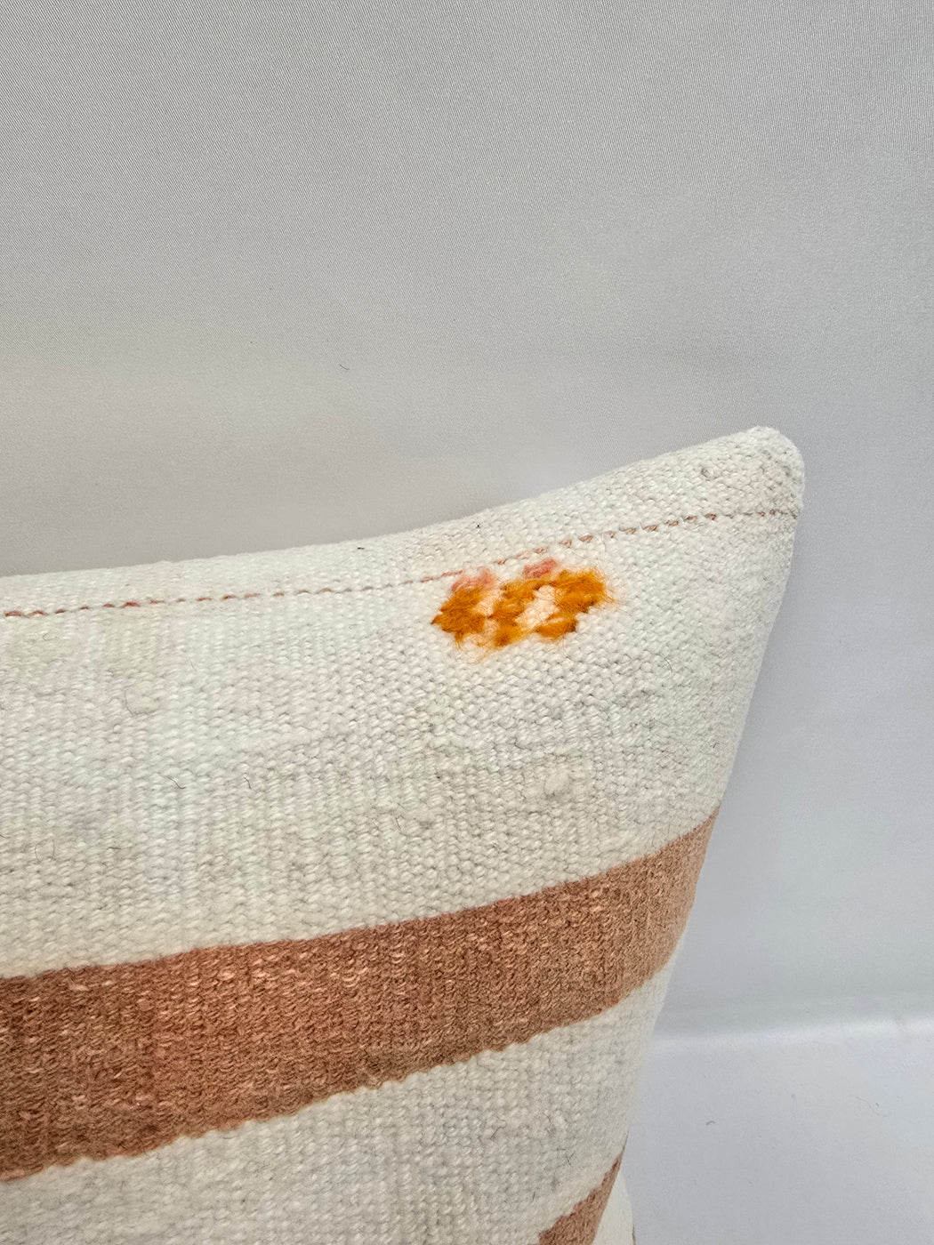 Turkish Hemp Pillow Cushion Natural Cream Rust Orange Pillow Cushion Cover 16" x 24" #9072
