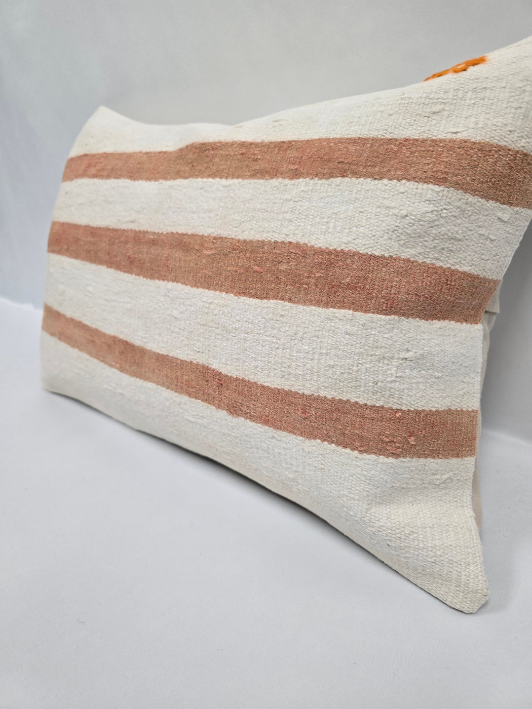 Turkish Hemp Pillow Cushion Natural Cream Rust Orange Pillow Cushion Cover 16" x 24" #9072
