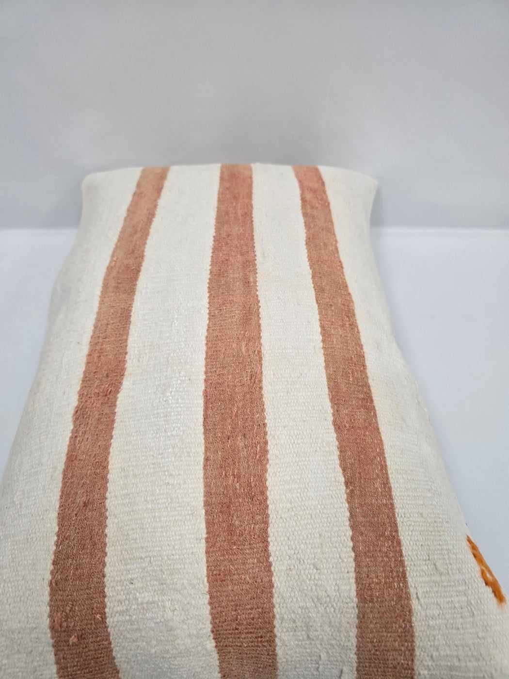 Turkish Hemp Pillow Cushion Natural Cream Rust Orange Pillow Cushion Cover 16" x 24" #9072