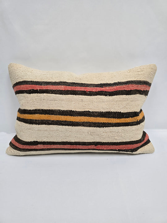 Turkish Hemp Pillow Cushion Natural Cream Black Pink Pillow Cushion Cover 16" x 24" #9071