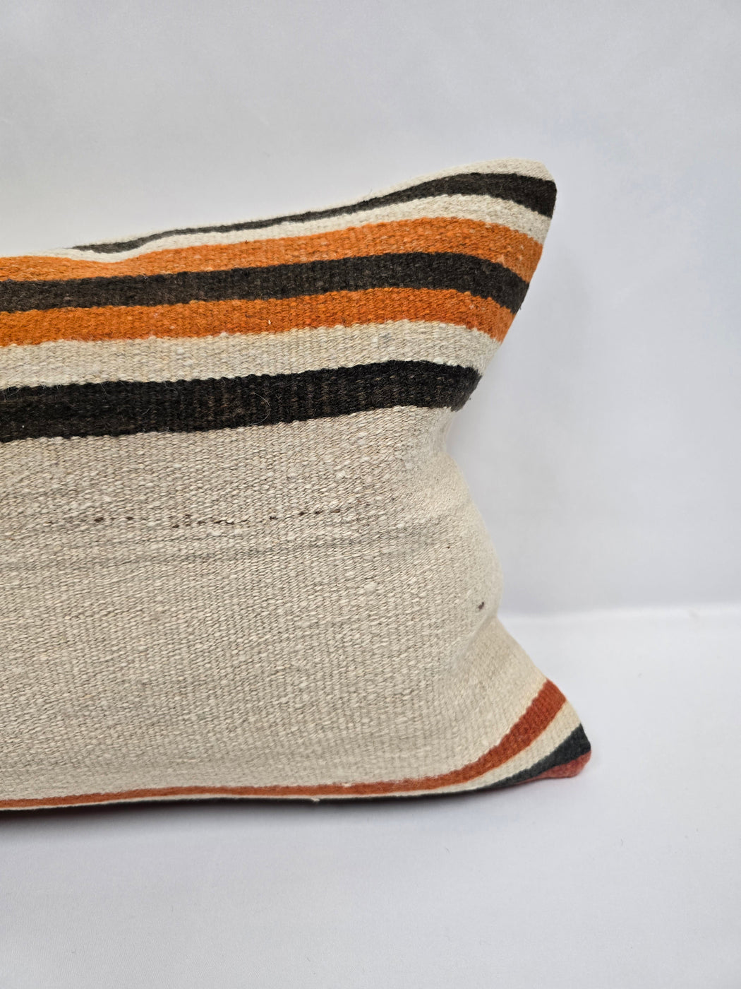 Turkish Hemp Pillow Cushion Natural Cream Black Orange Pillow Cushion Cover 16" x 24" #9070