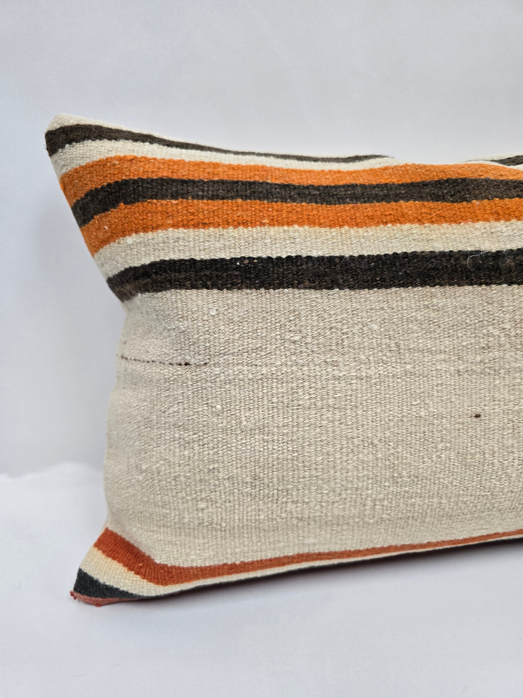Turkish Hemp Pillow Cushion Natural Cream Black Orange Pillow Cushion Cover 16" x 24" #9070