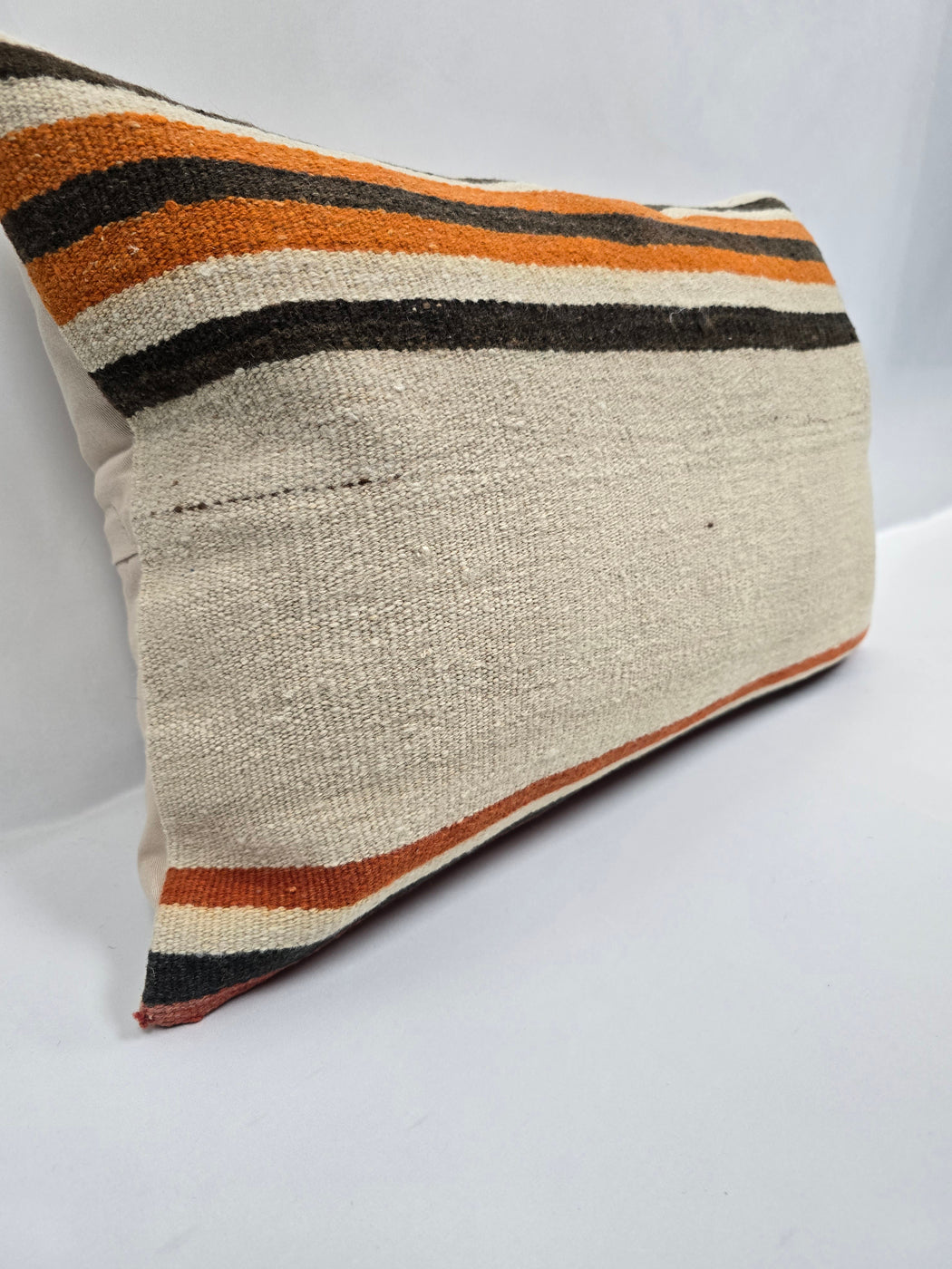 Turkish Hemp Pillow Cushion Natural Cream Black Orange Pillow Cushion Cover 16" x 24" #9070