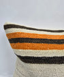Turkish Hemp Pillow Cushion Natural Cream Black Orange Pillow Cushion Cover 16" x 24" #9070