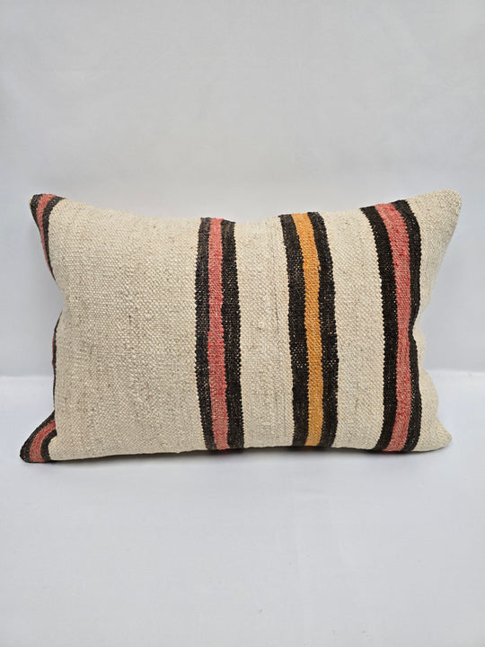Turkish Hemp Pillow Cushion Natural Cream Black Pink Rust Pillow Cushion Cover 16" x 24" #9078