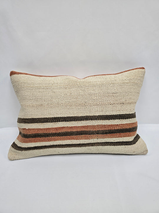 Turkish Hemp Pillow Cushion Natural Cream Brown Rust Pillow Cushion Cover 16" x 24" #9062