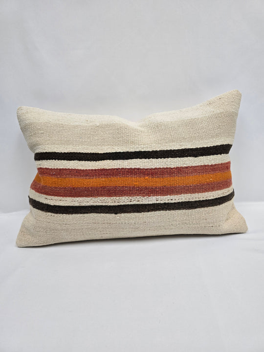 Turkish Hemp Pillow Cushion Natural Cream Brown Black Pillow Cushion Cover 16" x 24" #9059