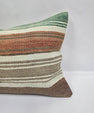Turkish Hemp Pillow Cushion Natural Cream Green Rust Pillow Cushion Cover 16" x 24" #9055