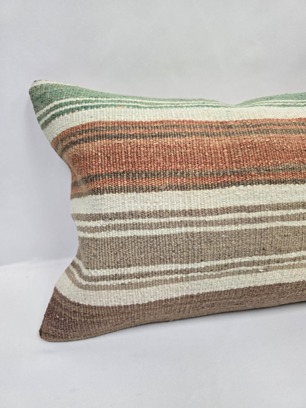 Turkish Hemp Pillow Cushion Natural Cream Green Rust Pillow Cushion Cover 16" x 24" #9055