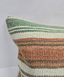 Turkish Hemp Pillow Cushion Natural Cream Green Rust Pillow Cushion Cover 16" x 24" #9055