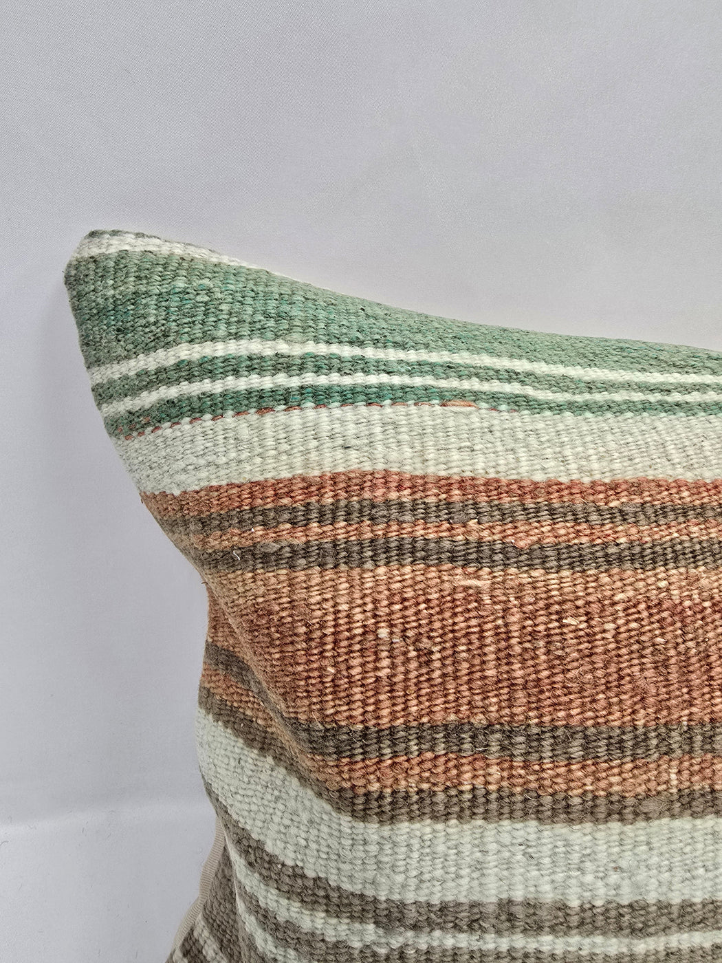 Turkish Hemp Pillow Cushion Natural Cream Green Rust Pillow Cushion Cover 16" x 24" #9055