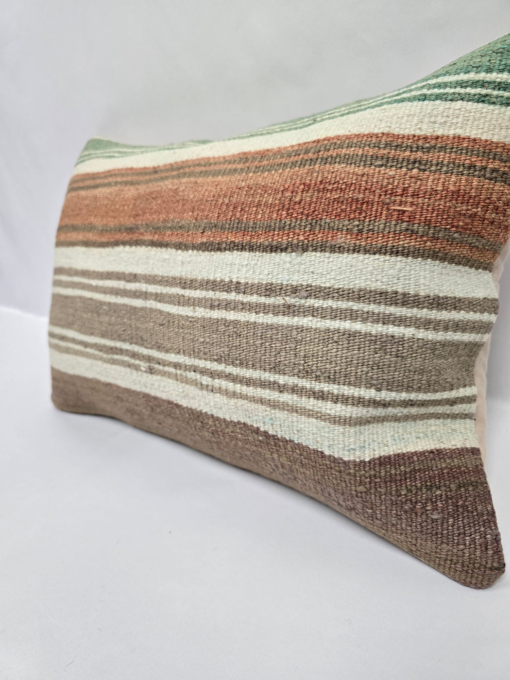 Turkish Hemp Pillow Cushion Natural Cream Green Rust Pillow Cushion Cover 16" x 24" #9055