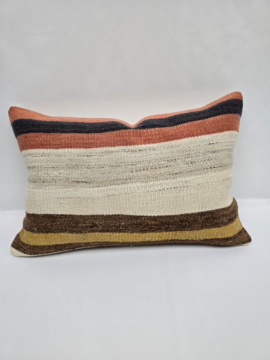 Turkish Hemp Pillow Cushion Natural Cream Brown Rust Pillow Cushion Cover 16" x 24" #9054