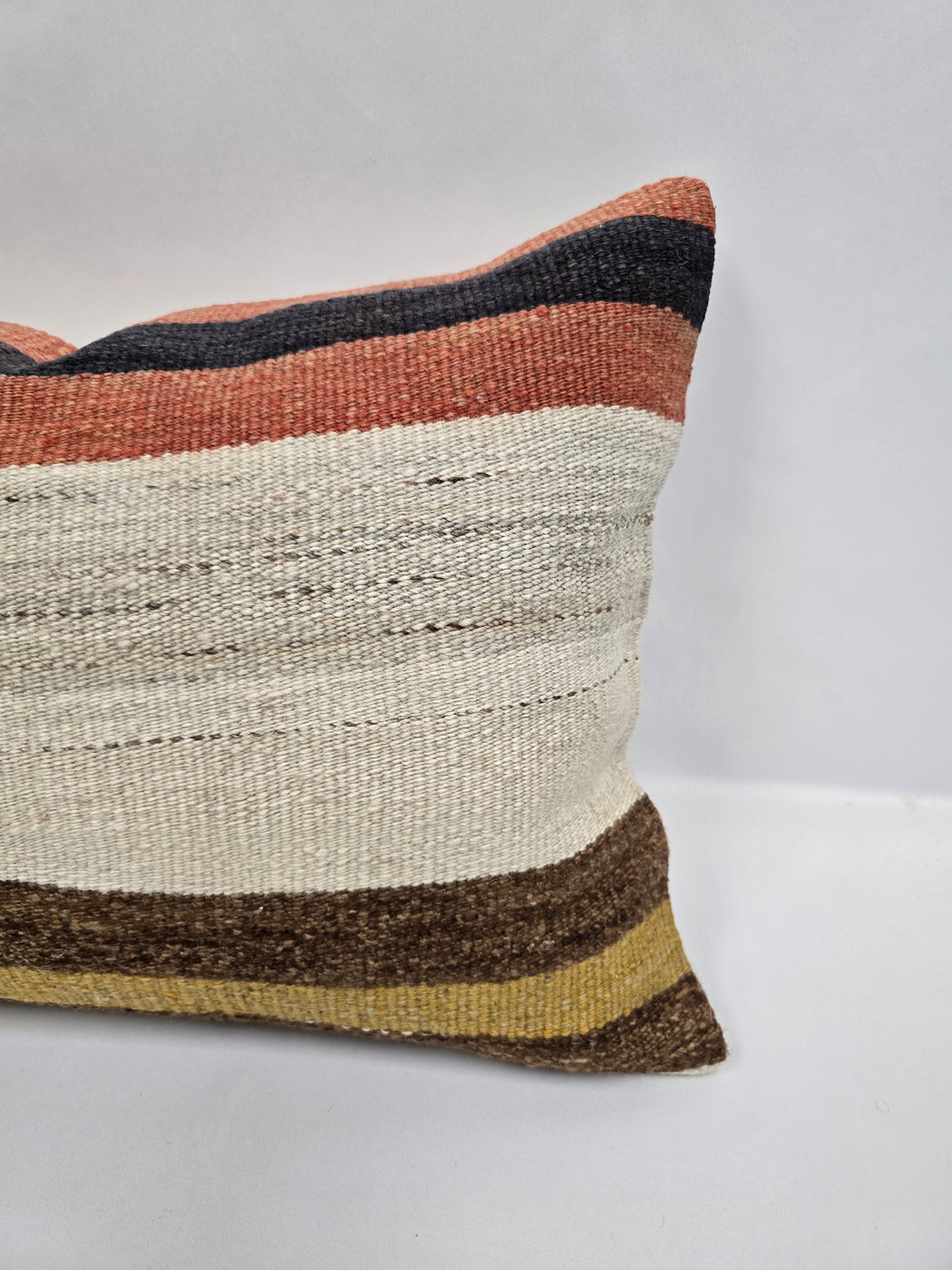 Turkish Hemp Pillow Cushion Natural Cream Brown Rust Pillow Cushion Cover 16" x 24" #9054