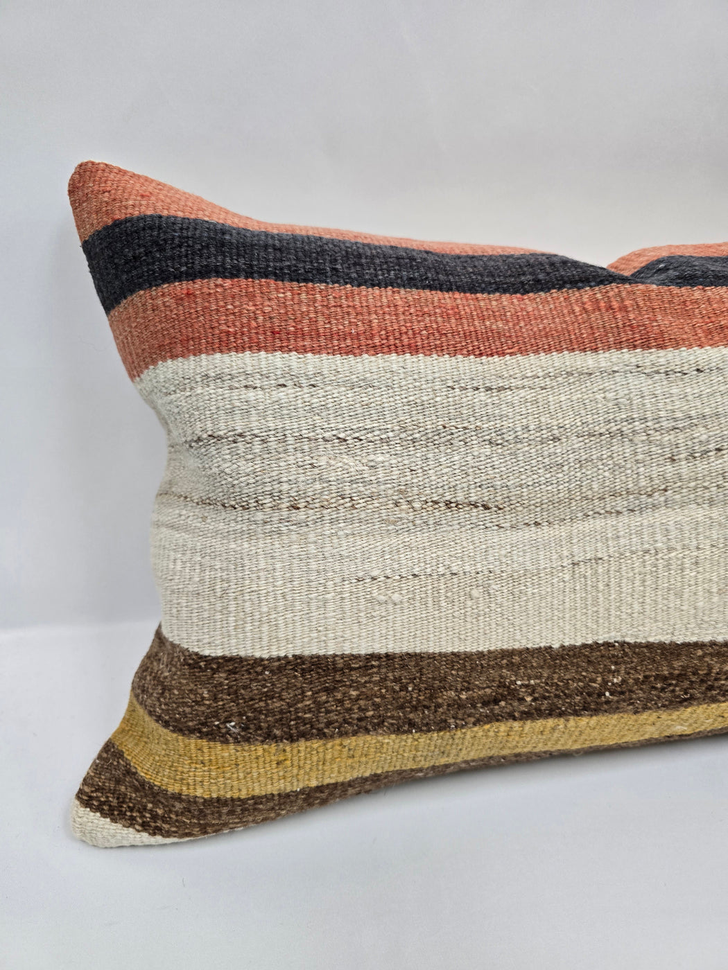 Turkish Hemp Pillow Cushion Natural Cream Brown Rust Pillow Cushion Cover 16" x 24" #9054
