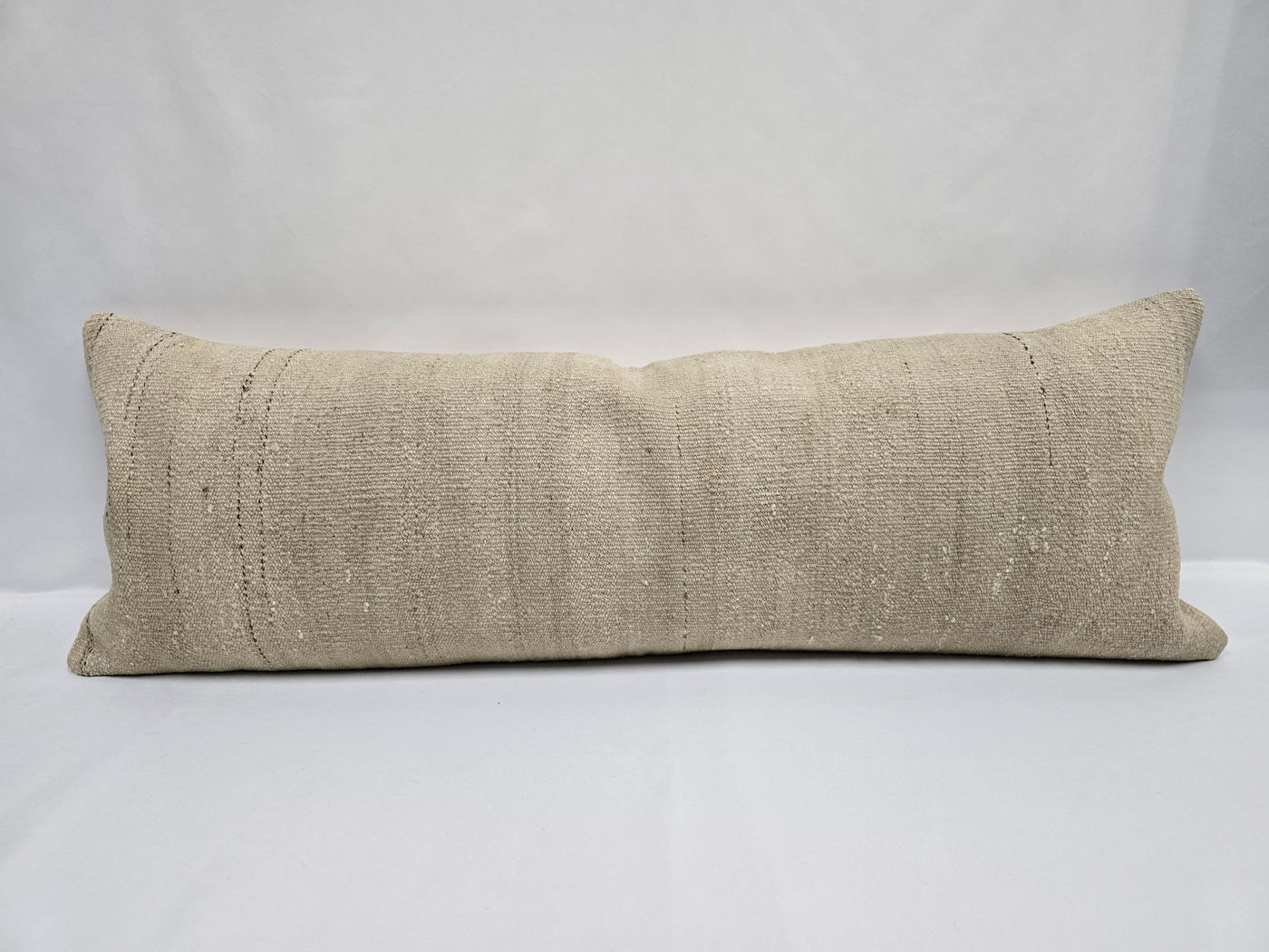 Turkish Lumbar Rug Pillow Cream Cushion Cover Hemp Pillow 14" x 40" #9502