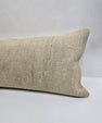 Turkish Lumbar Rug Pillow Cream Cushion Cover Hemp Pillow 14" x 40" #9502