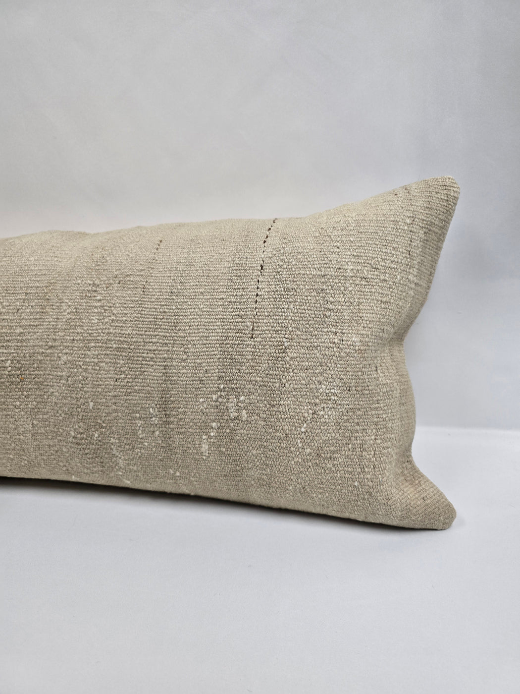 Turkish Lumbar Rug Pillow Cream Cushion Cover Hemp Pillow 14" x 40" #9502