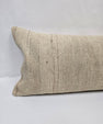Turkish Lumbar Rug Pillow Cream Cushion Cover Hemp Pillow 14" x 40" #9502
