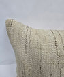 Turkish Lumbar Rug Pillow Cream Cushion Cover Hemp Pillow 14" x 40" #9502