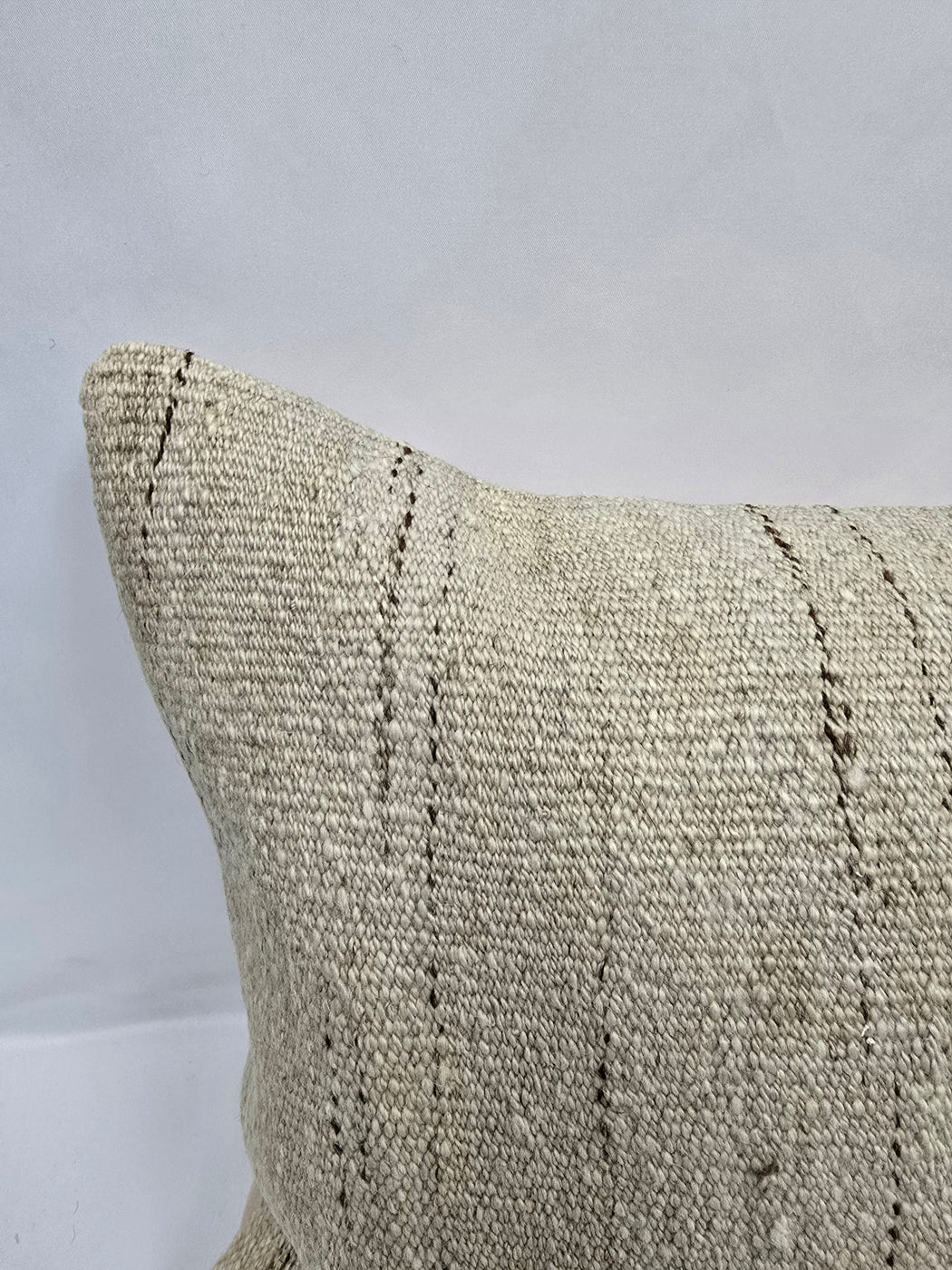 Turkish Lumbar Rug Pillow Cream Cushion Cover Hemp Pillow 14" x 40" #9502