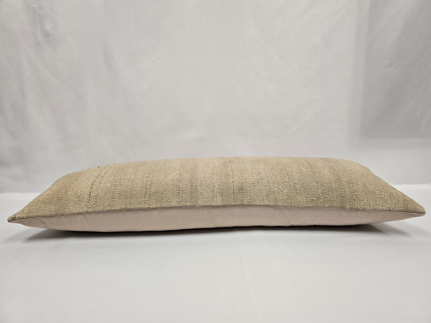 Turkish Lumbar Rug Pillow Cream Cushion Cover Hemp Pillow 14" x 40" #9502