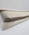 Turkish Lumbar Rug Pillow Cream Brown Cushion Cover Hemp Pillow 14" x 40" #9490