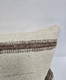 Turkish Lumbar Rug Pillow Cream Brown Cushion Cover Hemp Pillow 14" x 40" #9490