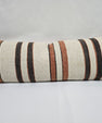 Turkish Lumbar Rug Pillow Cream Brown Rust Cushion Cover Hemp Pillow 14" x 40" #9489
