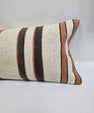 Turkish Lumbar Rug Pillow Cream Brown Rust Cushion Cover Hemp Pillow 14" x 40" #9489