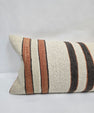 Turkish Lumbar Rug Pillow Cream Brown Rust Cushion Cover Hemp Pillow 14" x 40" #9489