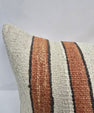 Turkish Lumbar Rug Pillow Cream Brown Rust Cushion Cover Hemp Pillow 14" x 40" #9489