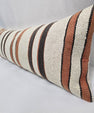 Turkish Lumbar Rug Pillow Cream Brown Rust Cushion Cover Hemp Pillow 14" x 40" #9489