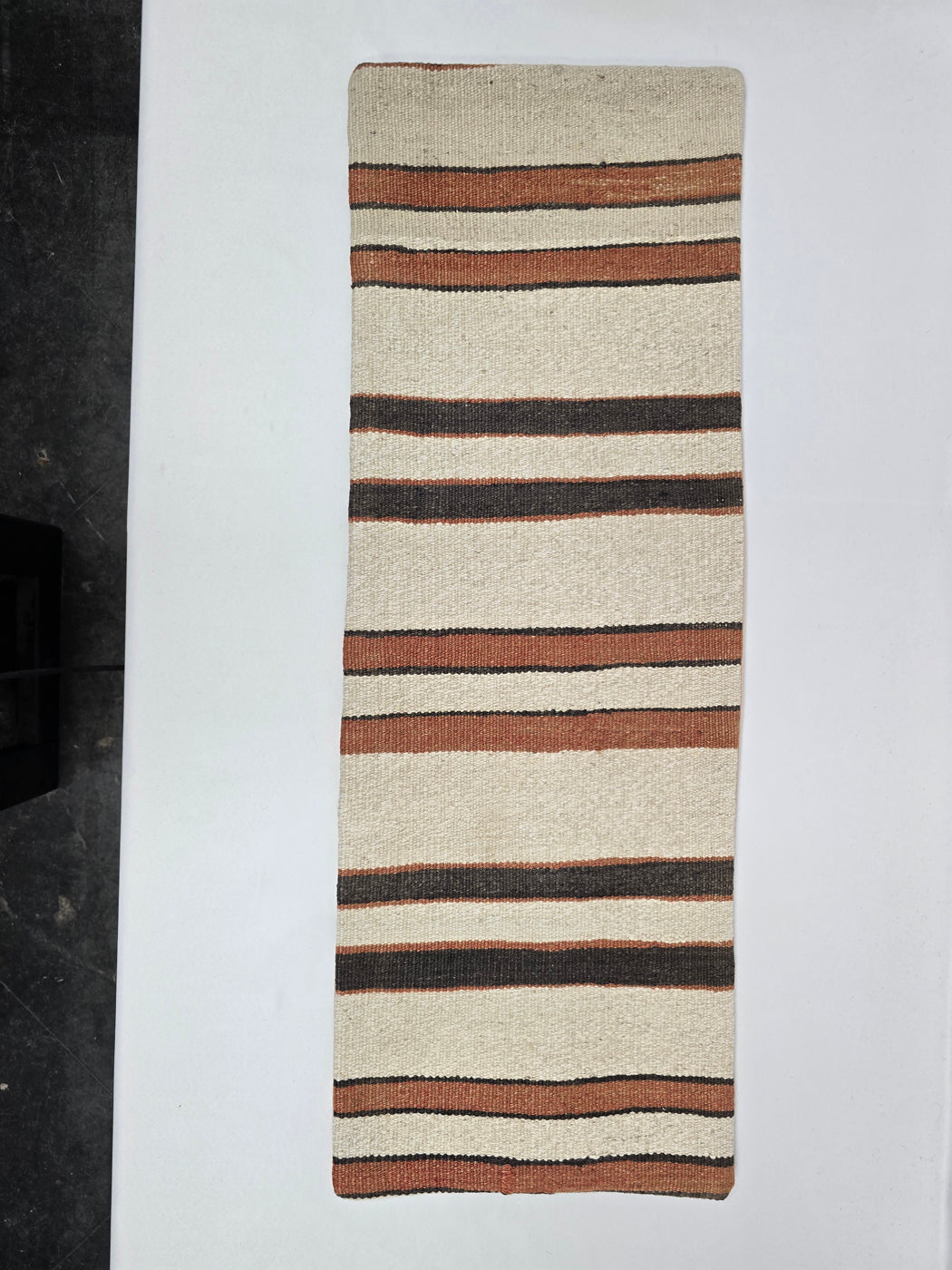 Turkish Lumbar Rug Pillow Cream Brown Rust Cushion Cover Hemp Pillow 14" x 40" #9489