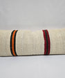 Turkish Lumbar Rug Pillow Cream Black Orange Cushion Cover Hemp Pillow 14" x 40" #9488