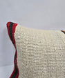 Turkish Lumbar Rug Pillow Cream Black Orange Cushion Cover Hemp Pillow 14" x 40" #9488