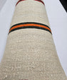 Turkish Lumbar Rug Pillow Cream Black Orange Cushion Cover Hemp Pillow 14" x 40" #9488