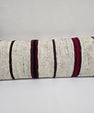Turkish Lumbar Rug Pillow Cream Black Red Cushion Cover Hemp Pillow 14" x 40" #9486