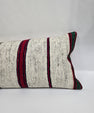 Turkish Lumbar Rug Pillow Cream Black Red Cushion Cover Hemp Pillow 14" x 40" #9486