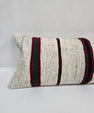 Turkish Lumbar Rug Pillow Cream Black Red Cushion Cover Hemp Pillow 14" x 40" #9486